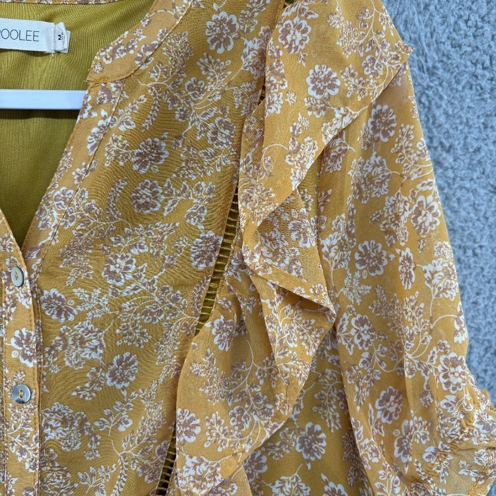 Rooley tiered floral short sleeve dress ruffle cottage core cinched waist sz M - Picture 7 of 11
